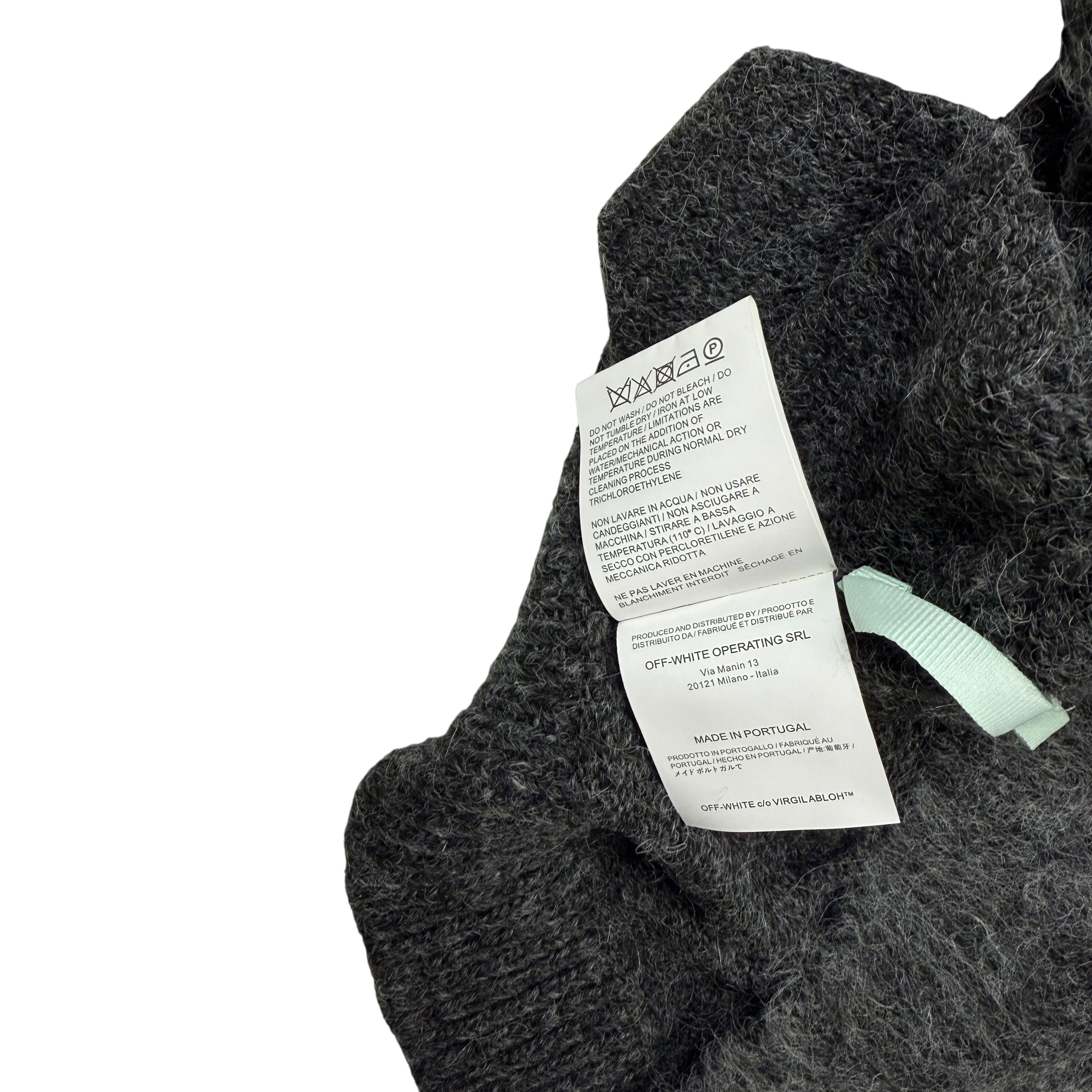 Off-White c/o Virgil Abloh Arrows-Intarsia Gradient Mohair Oversized Sweatshirt Grey (Fits Up To XL)