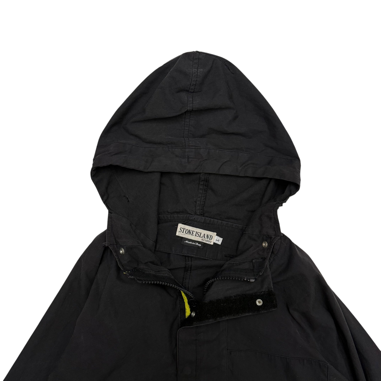 Stone Island SS 2004 Black Raso Gommato Jacket Black (Size L)