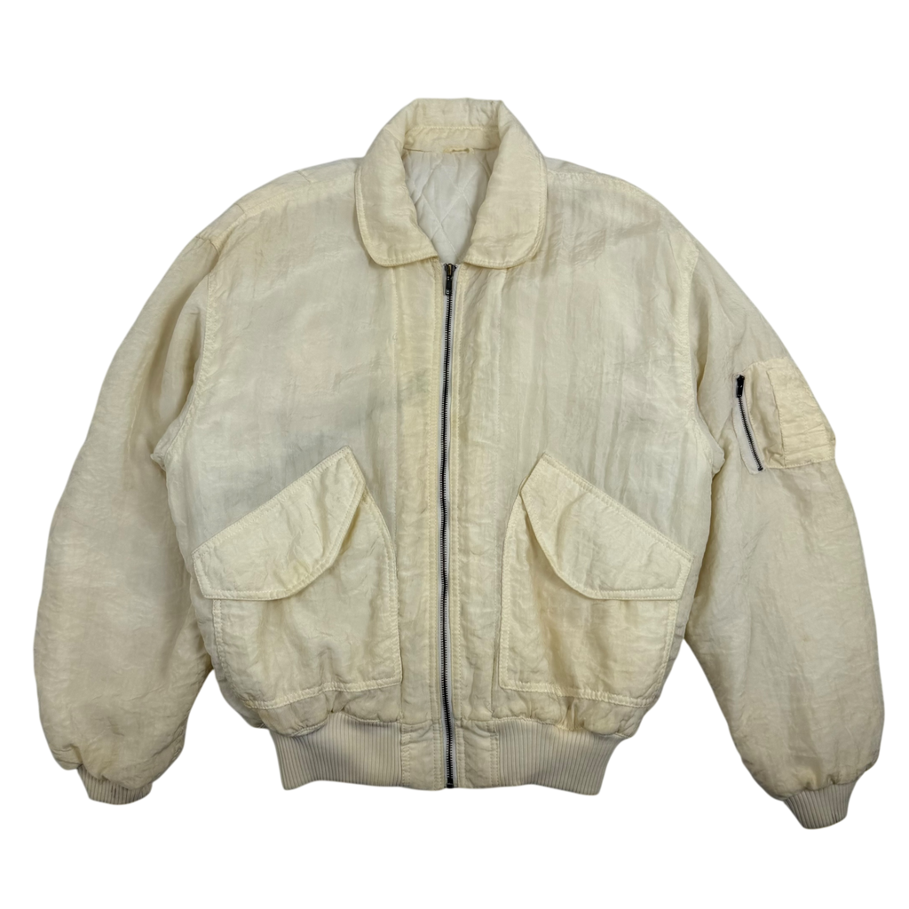 Issey Miyake Tsumori Chisato Sport 80s Padded Bomber Jacket Cream (Fits S-L)