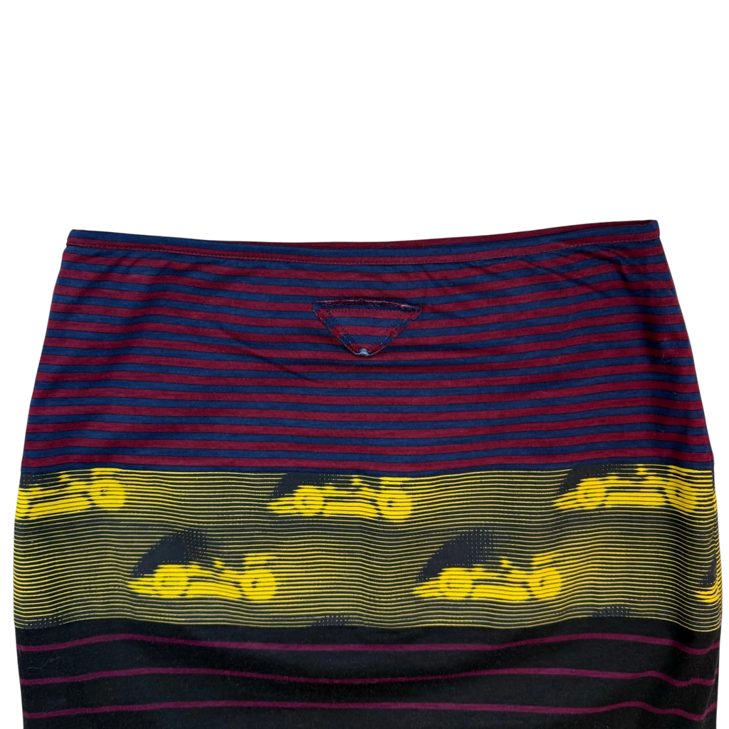 Prada SS15 Knit Docking Textile Skirt Black Multi (Size 40)