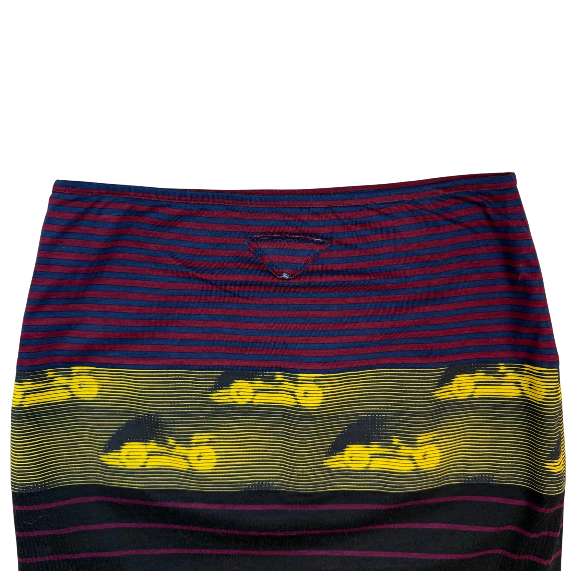 Prada SS15 Knit Docking Textile Skirt Black Multi (Size 40)