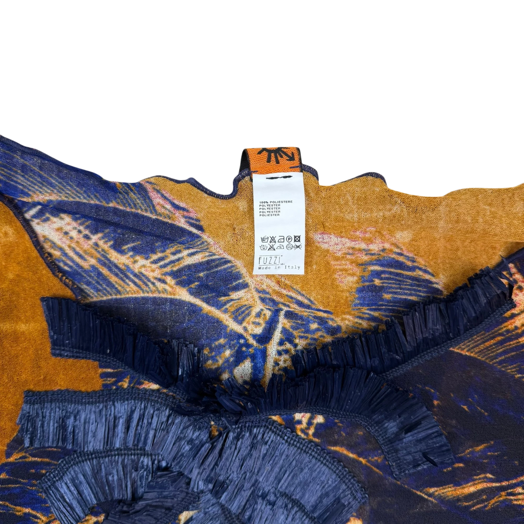 Jean Paul Gaultier SOLEIL Sunset Fringe Detail Mesh Top Orange (Size L)