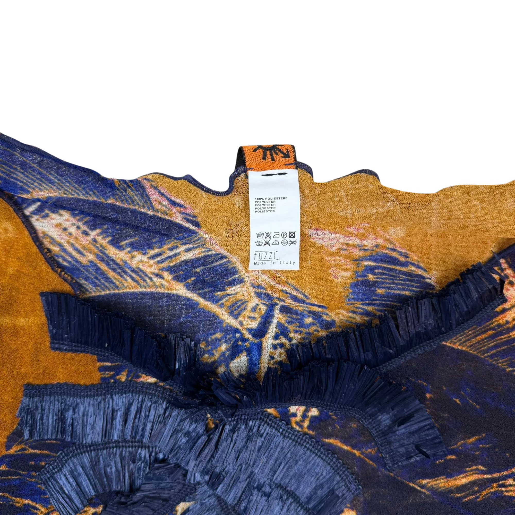 Jean Paul Gaultier SOLEIL Sunset Fringe Detail Mesh Top Orange (Size L)