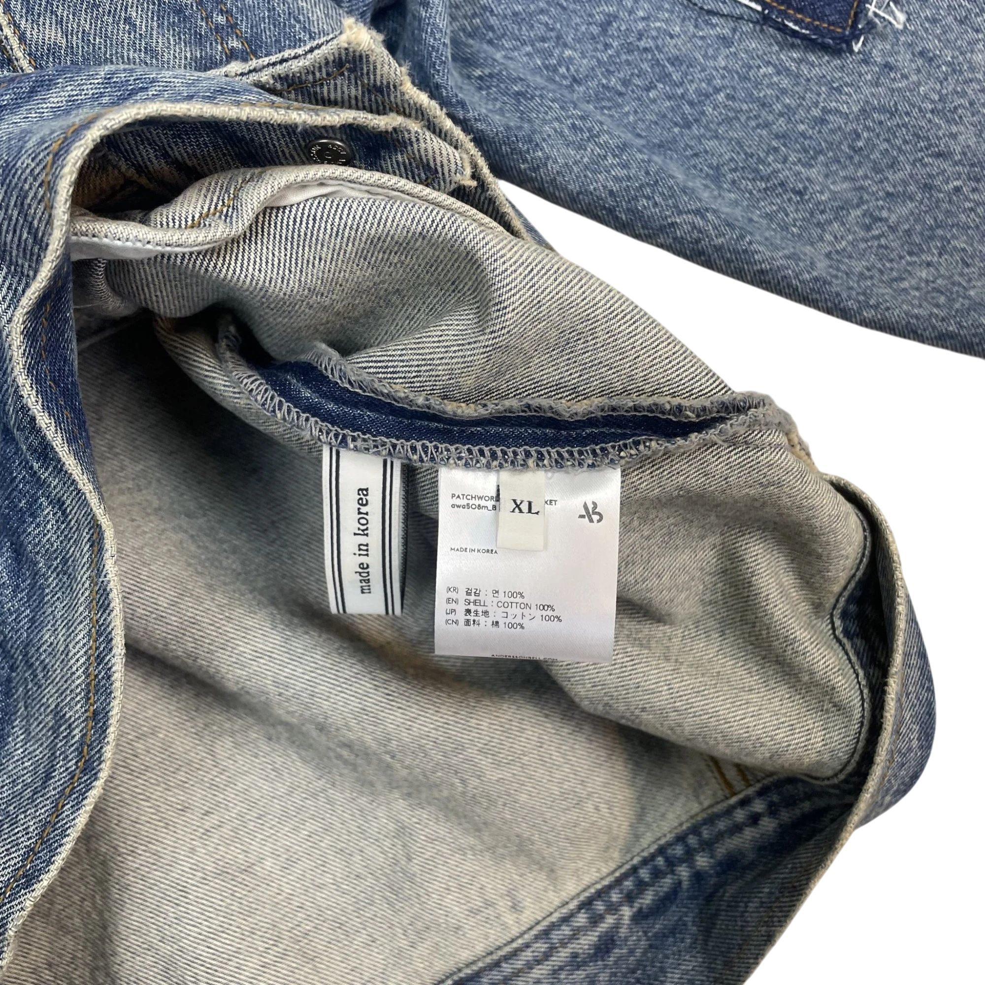 Andersson Bell Patchwork Denim Jacket Blue Multi (Size XL)