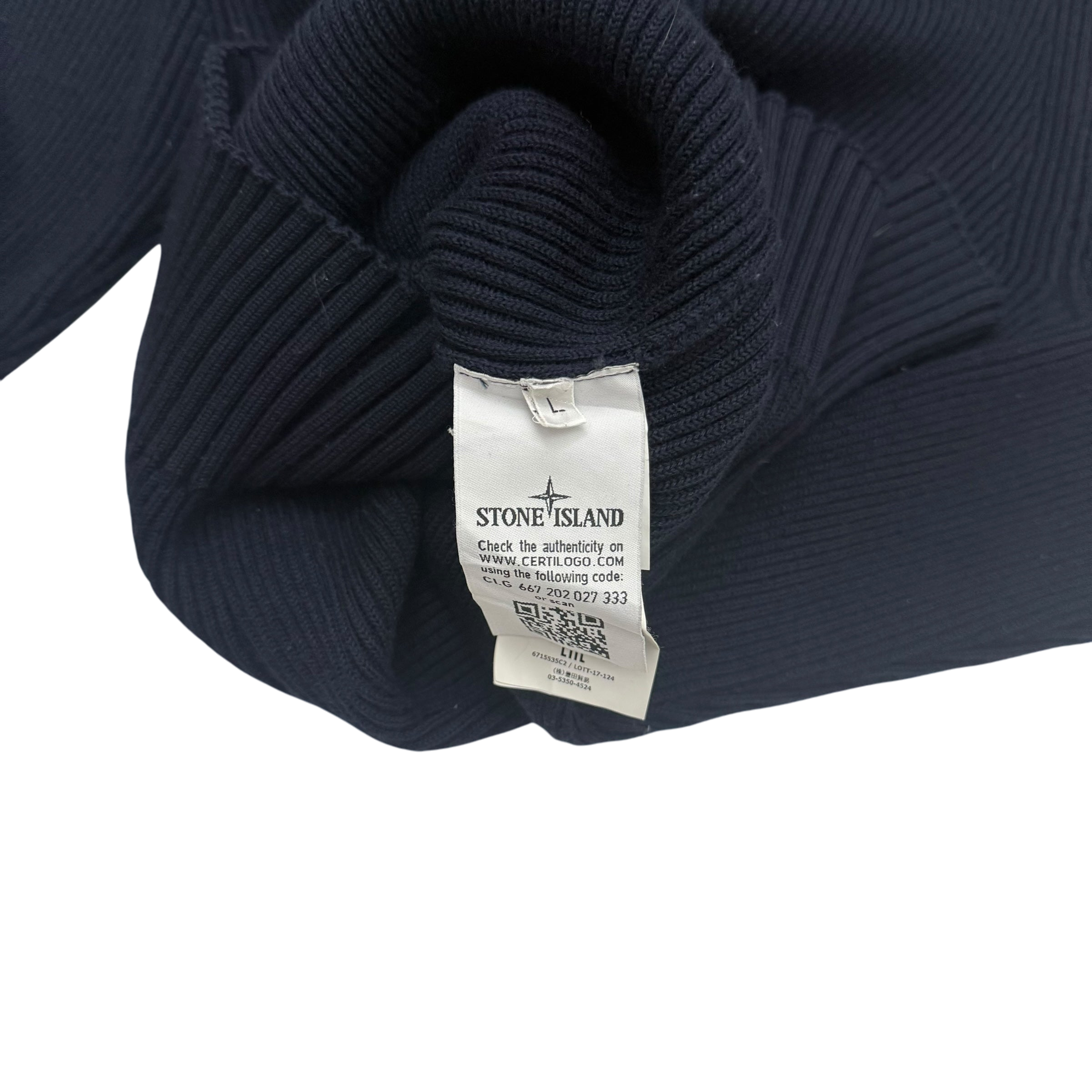 Stone Island Pure Wool Turtleneck Sweatshirt Navy (Size L)