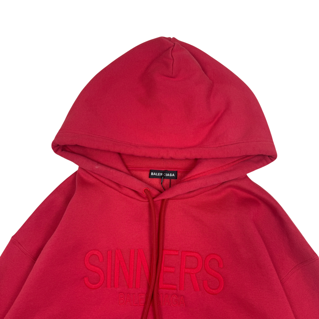 Balenciaga ‘SINNERS’ Embossed Logo Oversized Hoodie Red (Fits XS-XL)