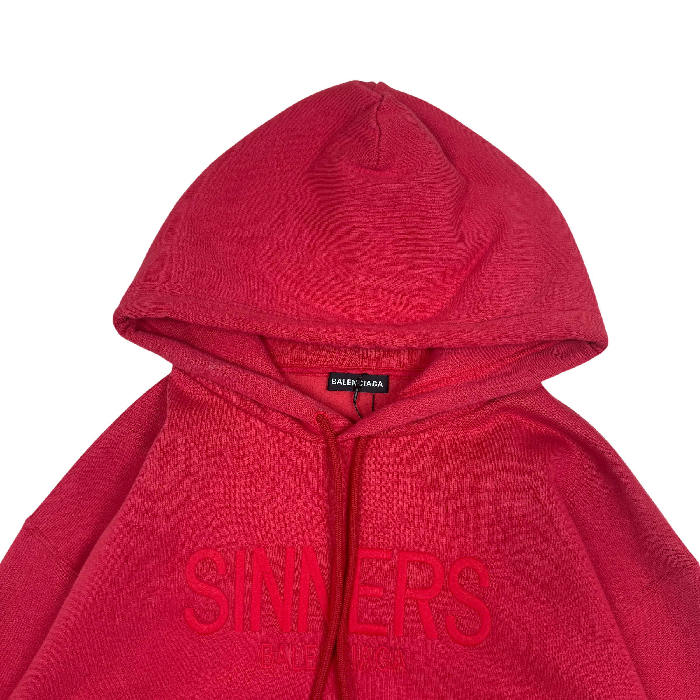 Balenciaga ‘SINNERS’ Embossed Logo Oversized Hoodie Red (Fits XS-XL)