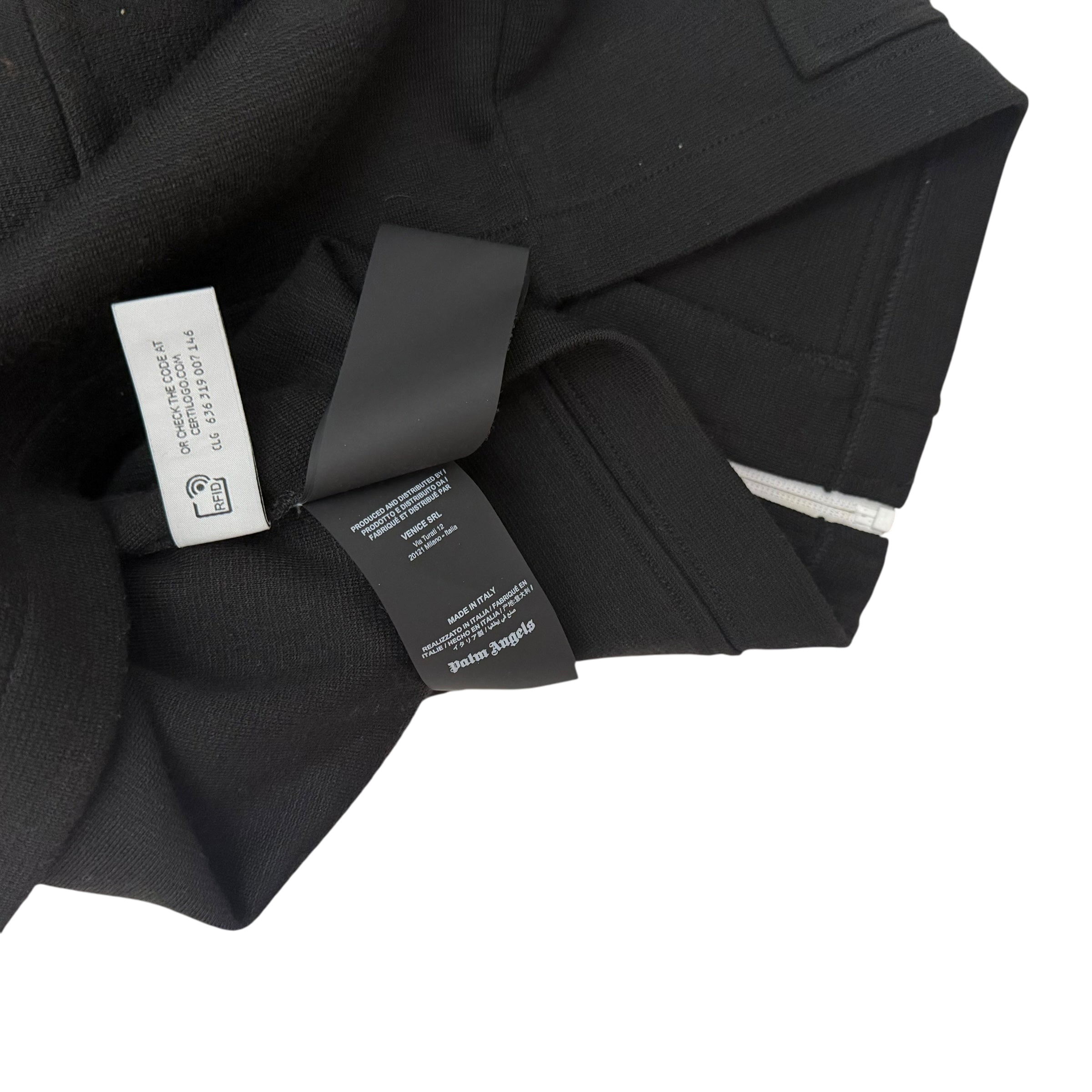 Palm Angels Wool Blend Collar Knit Track Jacket Black/Off White (Size L)