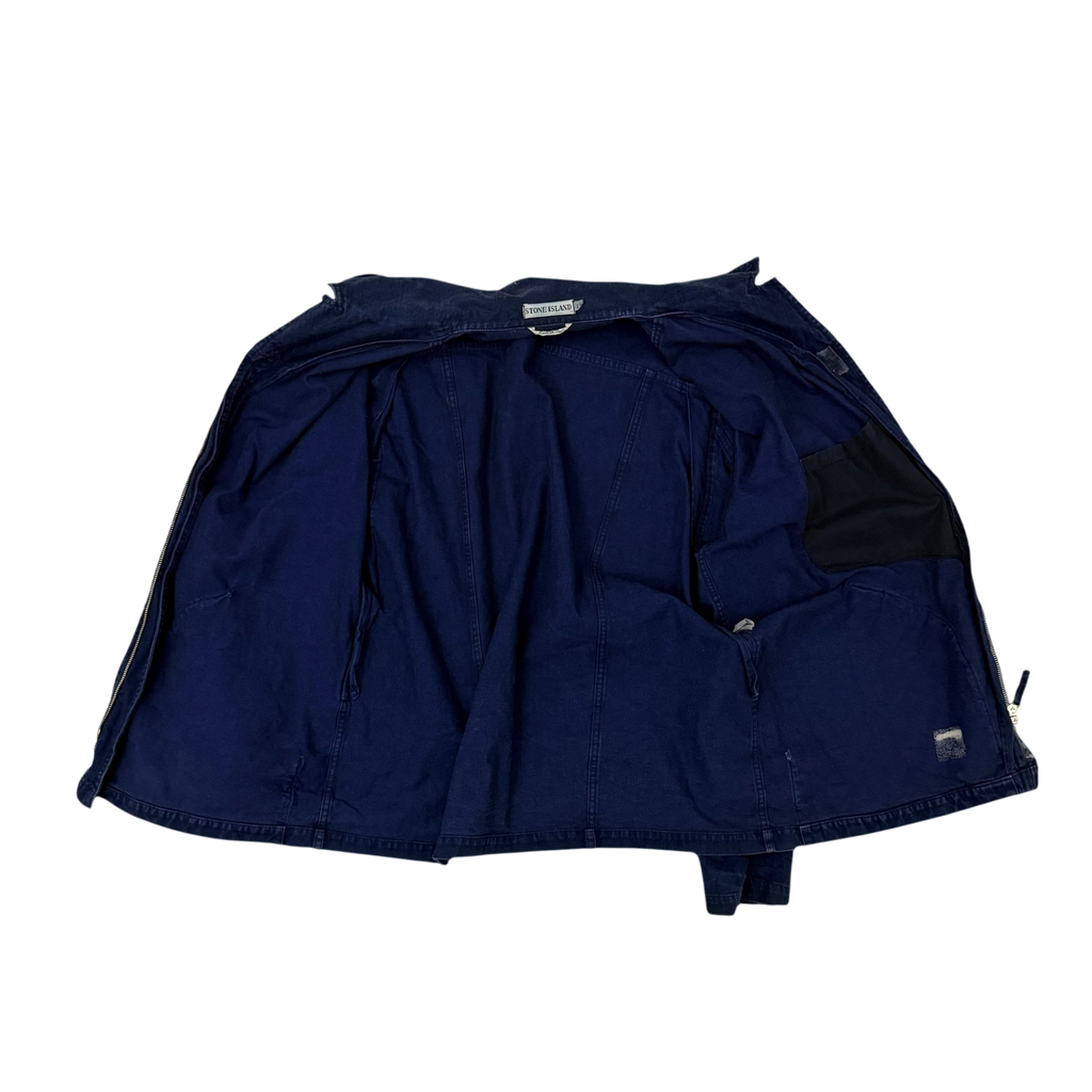 Stone Island SS 1994 Thick Denim Collared Jacket Blue (Size XL)