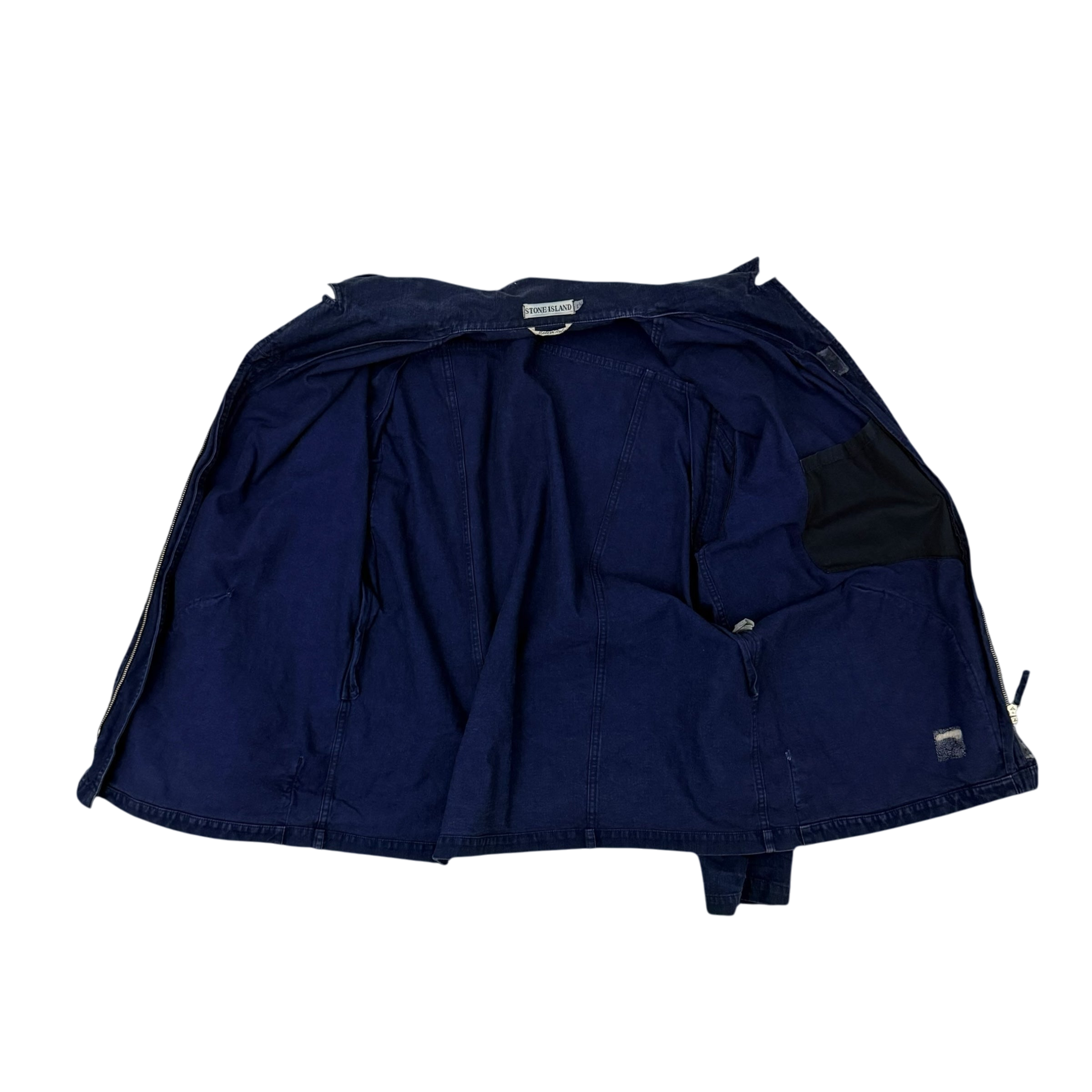 Stone Island SS 1994 Thick Denim Collared Jacket Blue (Size XL)