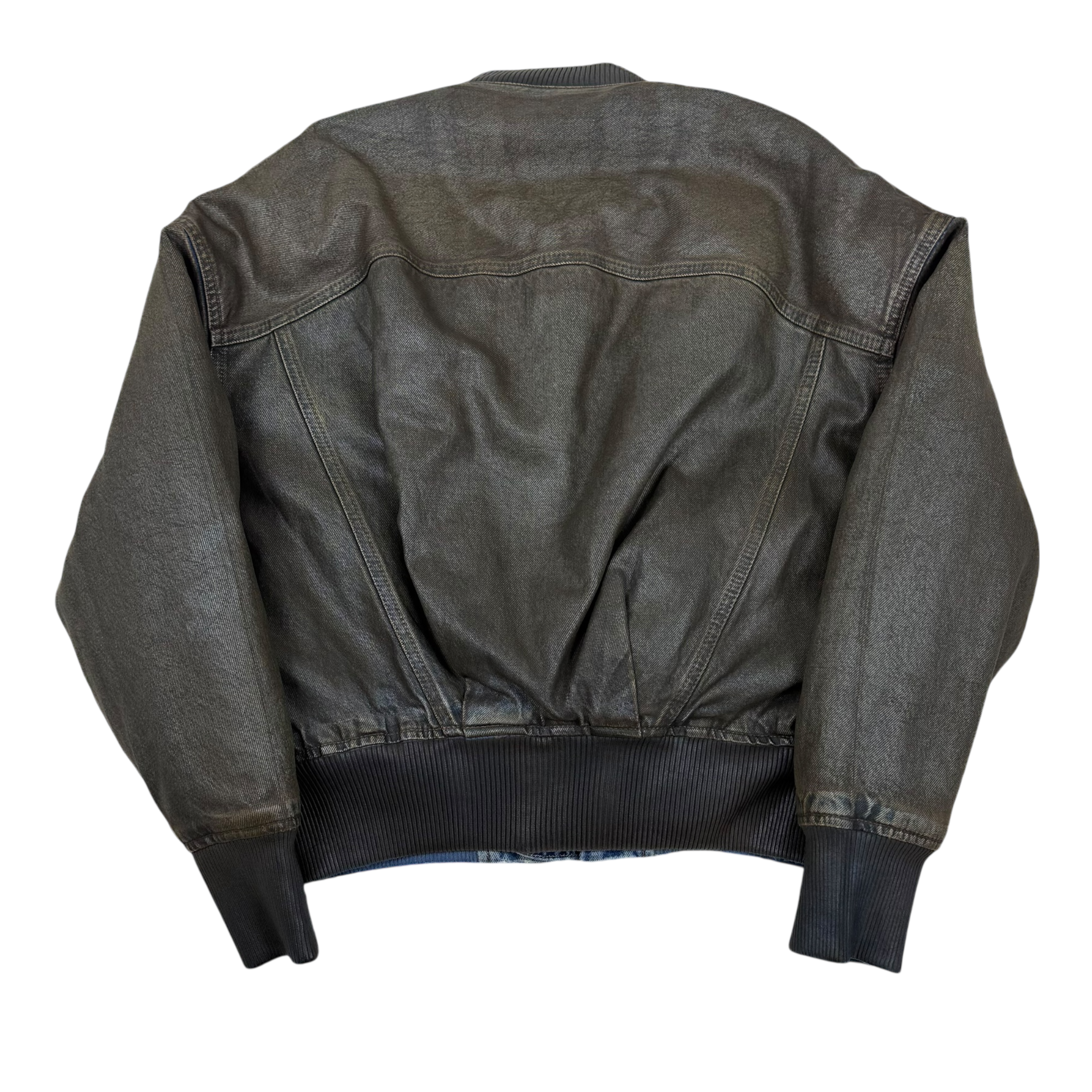 Acne Studios FW23 Coated Oversized Denim Bomber Jacket Brown/Blue (Size 32)