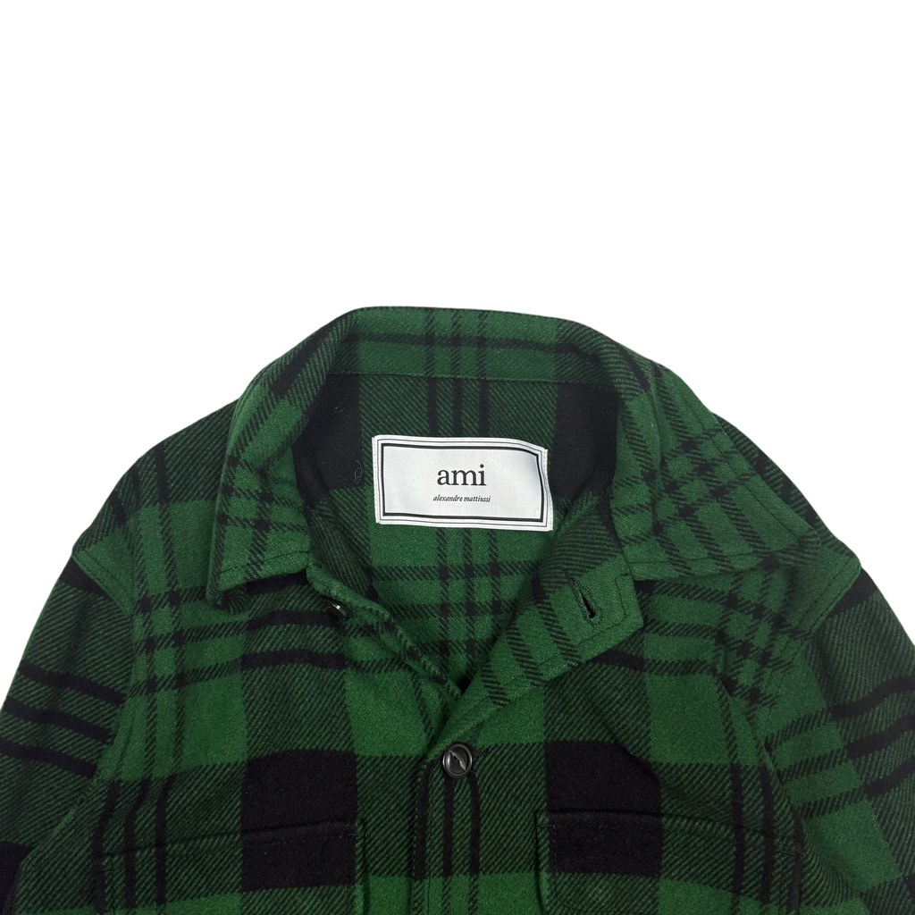 Ami SS19 Checked Wool-Blend Jacket Green (Size S)