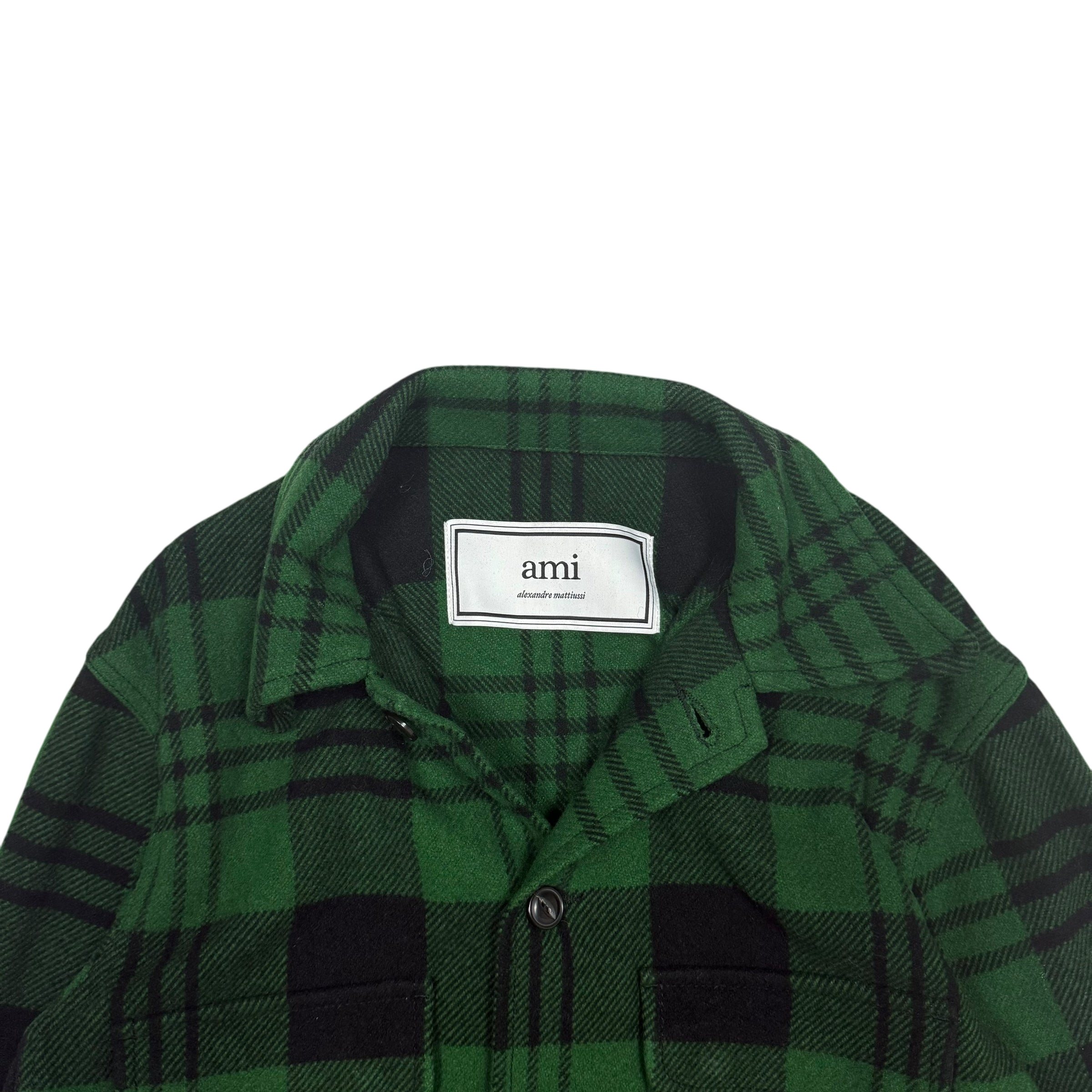 Ami SS19 Checked Wool-Blend Jacket Green (Size S)