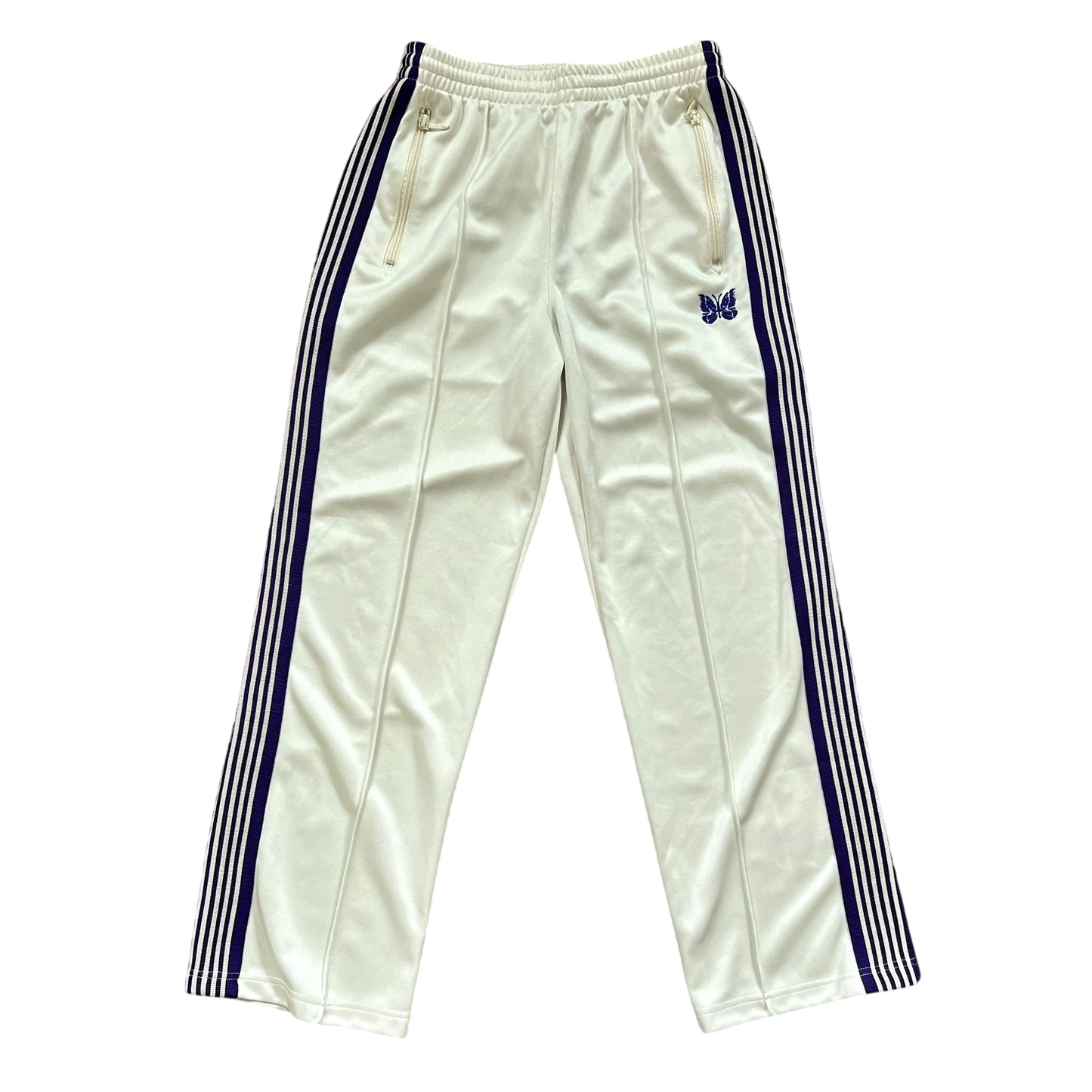 Needles Cream / Purple Poly Smooth Track Pants (Size S)