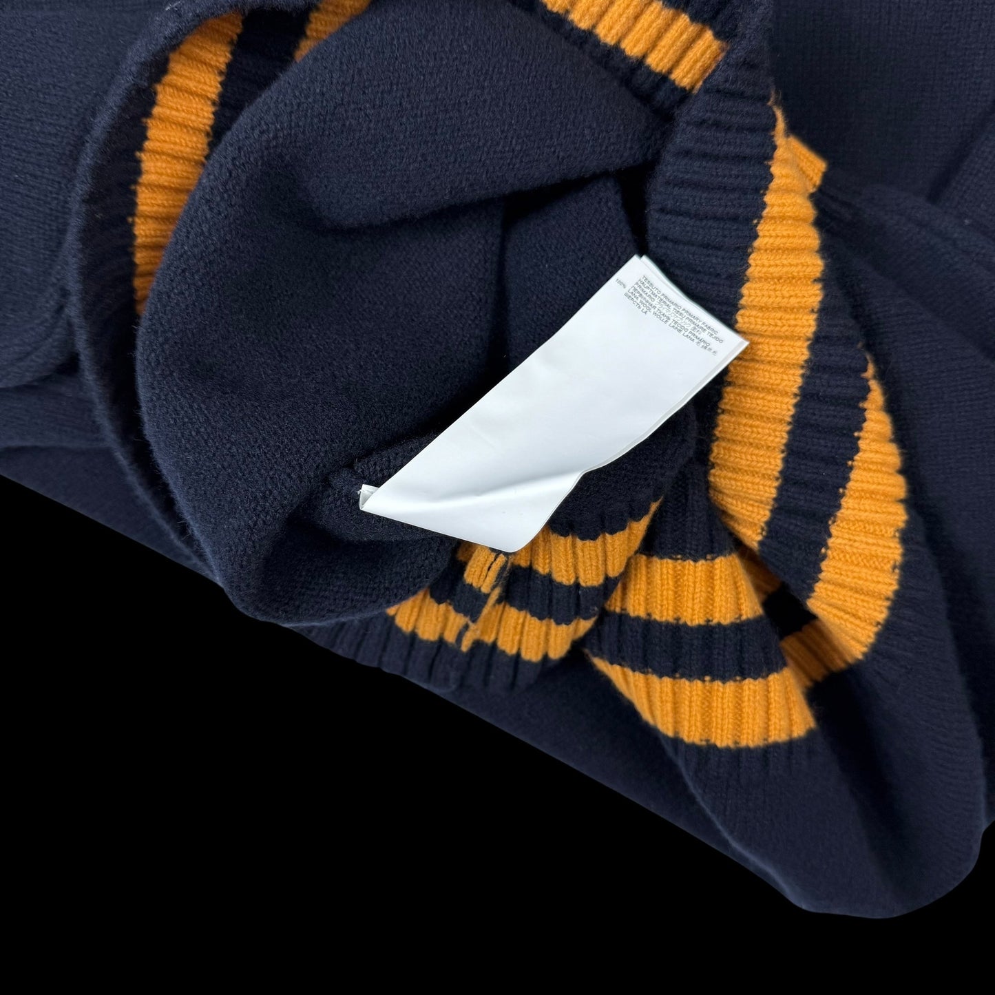 Maison Margiela AW21 Oversized  V-Neck Wool Sweatshirt Navy / Gold (Size M)