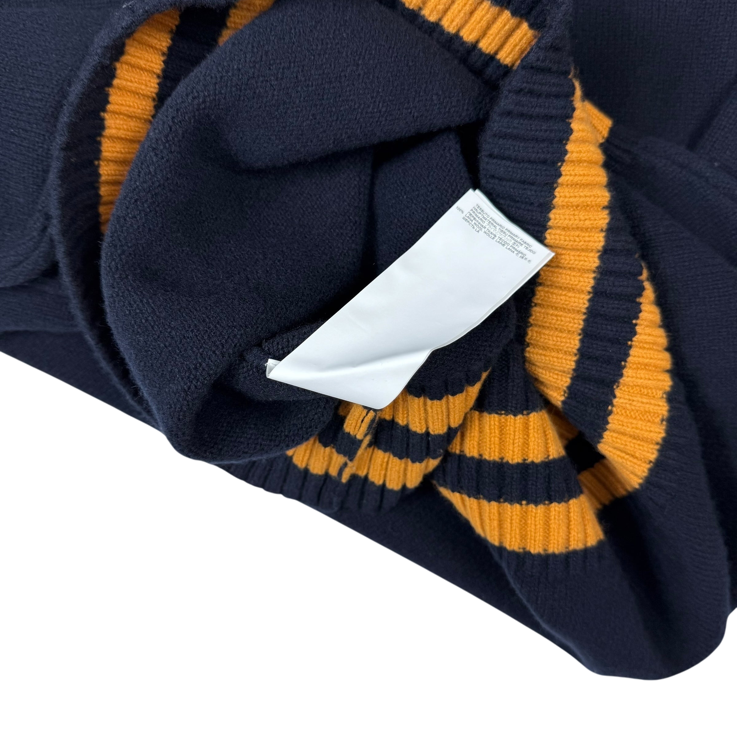 Maison Margiela AW21 Oversized  V-Neck Wool Sweatshirt Navy / Gold (Size M)