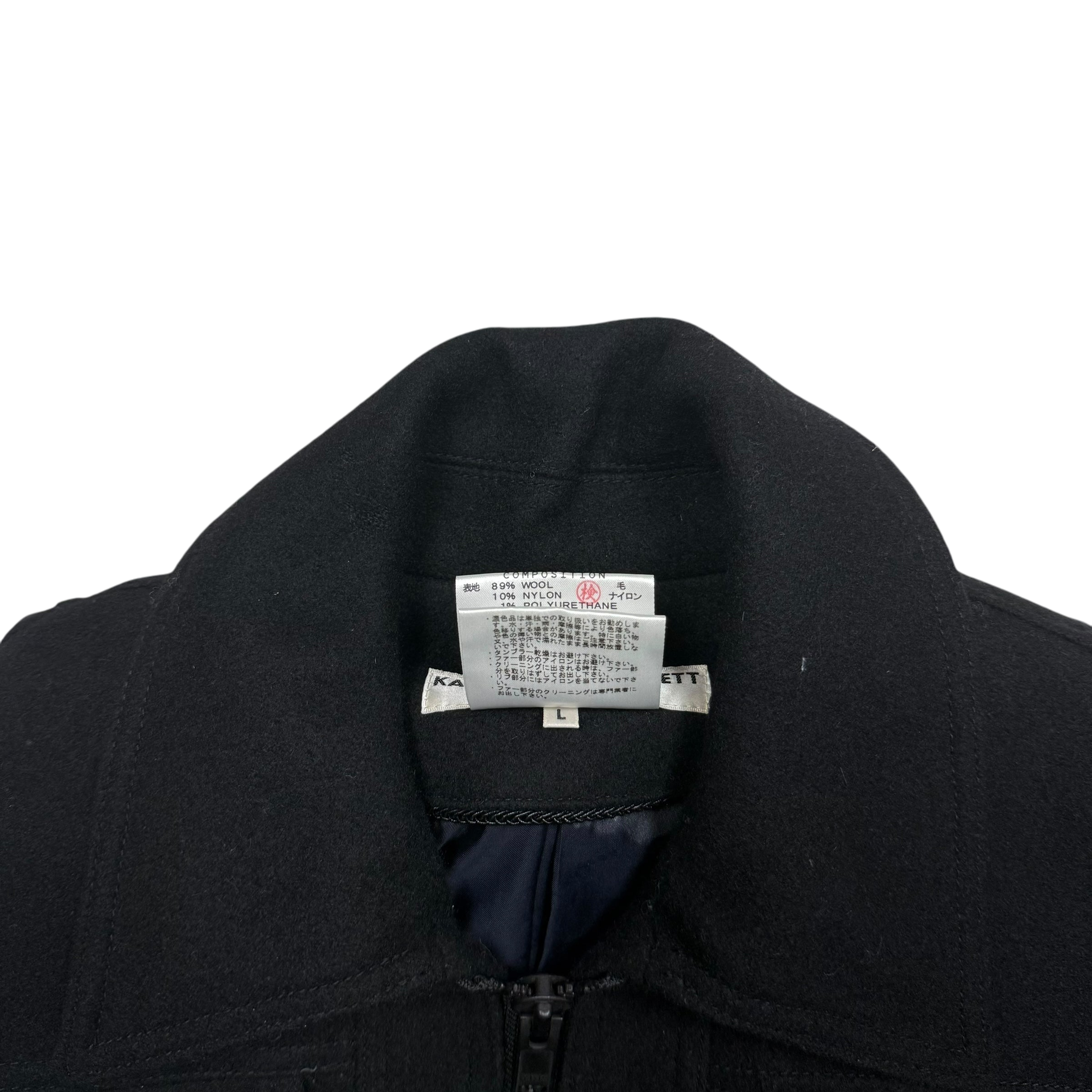 Katherine Hamnett 00s Black Wool Zip-Up Jacket (Fits M)