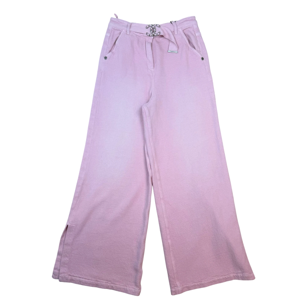Chanel SS19 ‘By the Sea’ Wide Leg Belted Pants Pink (Size 38)