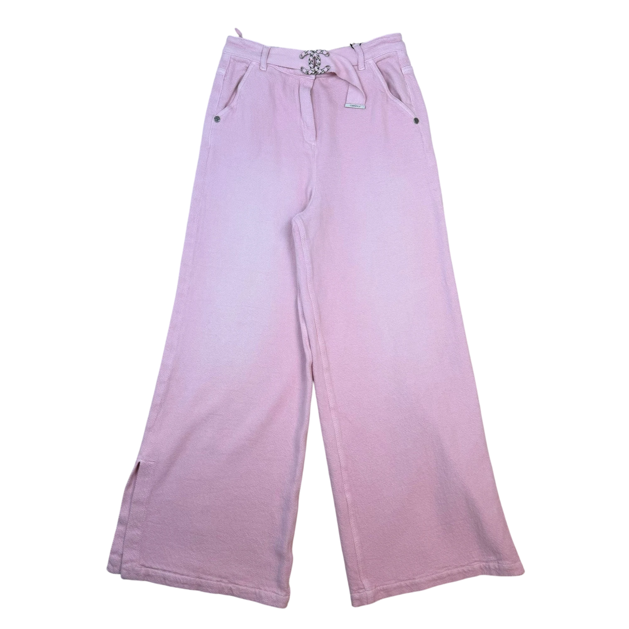 Chanel SS19 ‘By the Sea’ Wide Leg Belted Pants Pink (Size 38)