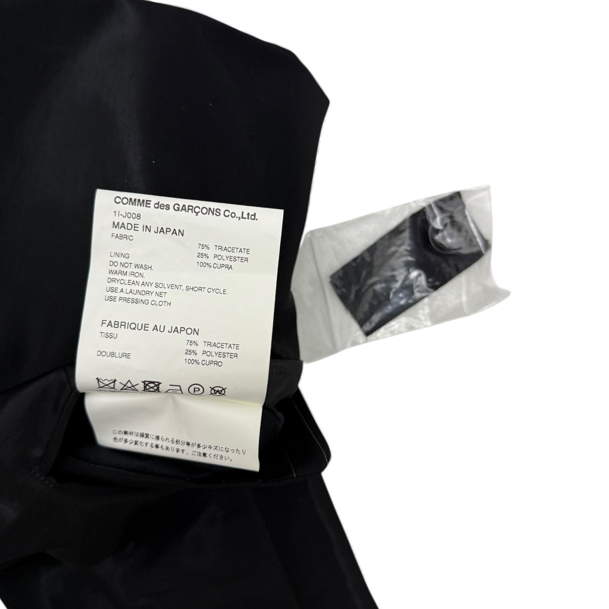 Comme Des Garçons BLACK SS20 Triacetate Blazer Black (Fits M)