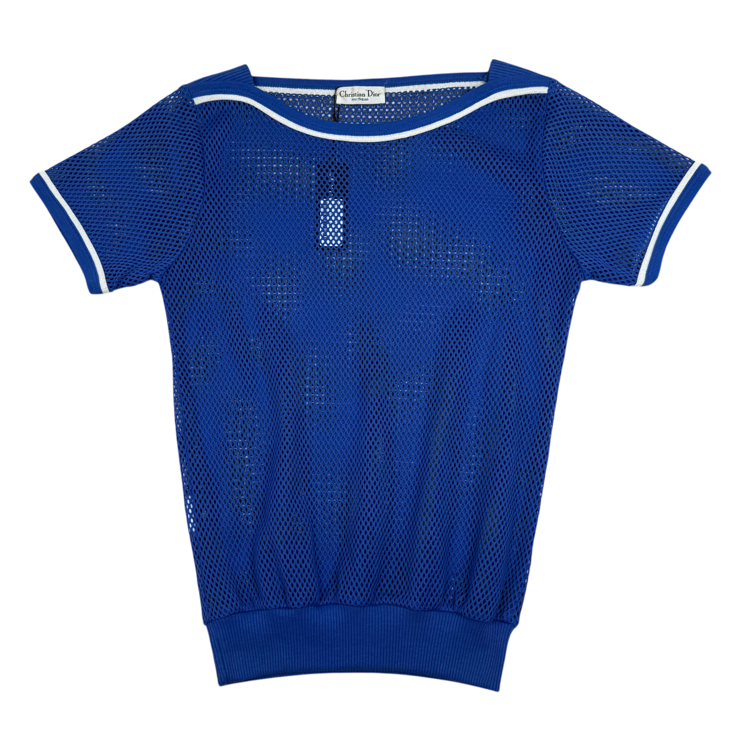 Christian Dior Knitwear Blue Knit T-Shirt (Size 14/fits S-M mens)