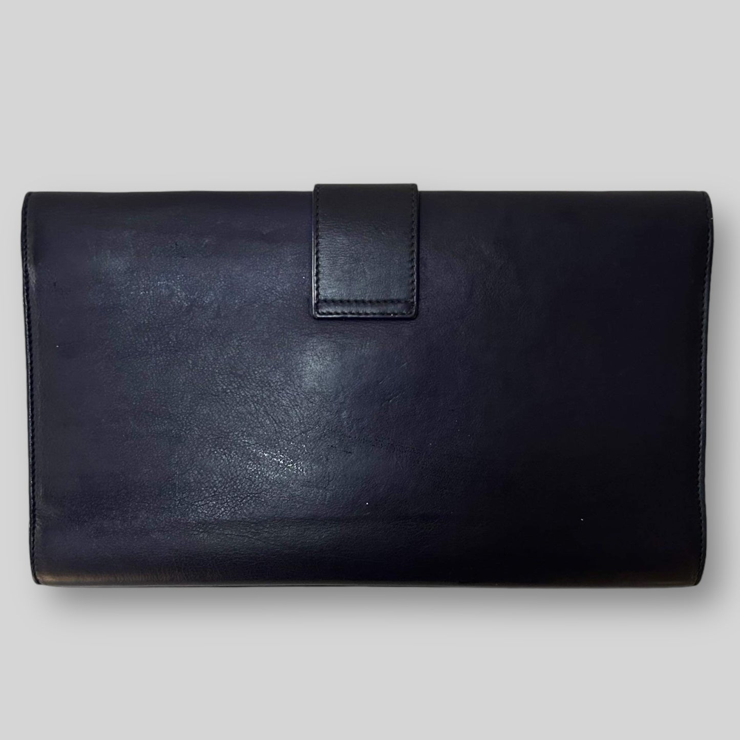 Vintage Yves Saint Laurent Leather Y-Ligne Chyc Clutch Navy