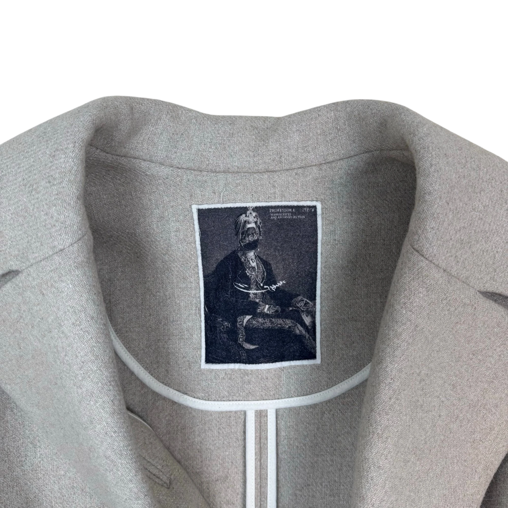 Professor.E FW21 Wool Cropped Distressed Blazer Beige (Size 48/Fits M-XL)