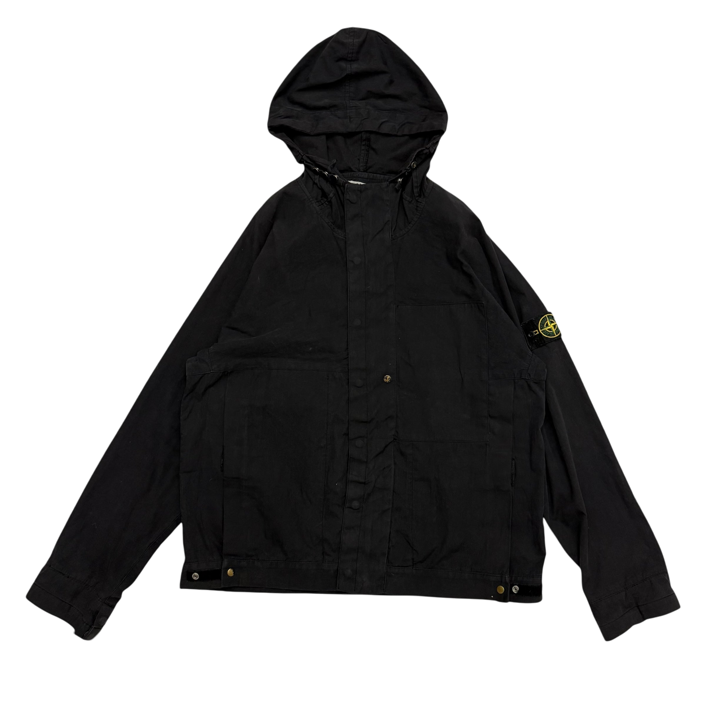 Stone Island SS 2004 Black Raso Gommato Jacket Black (Size L)
