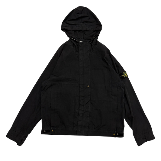 Stone Island SS 2004 Black Raso Gommato Jacket Black (Size L)