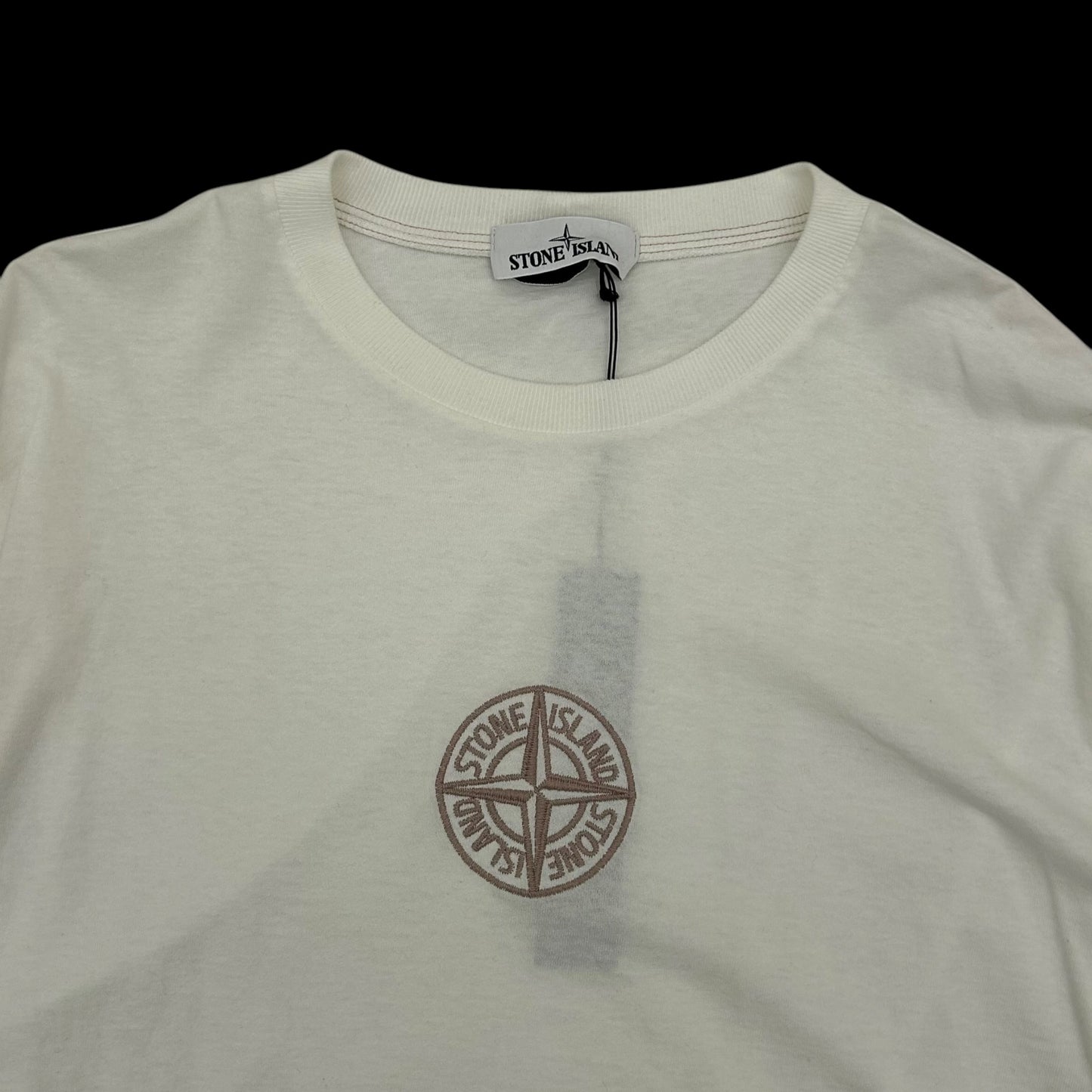 Stone Island Embodied Logo Long Sleeve Shirt White (Fits L/XL)