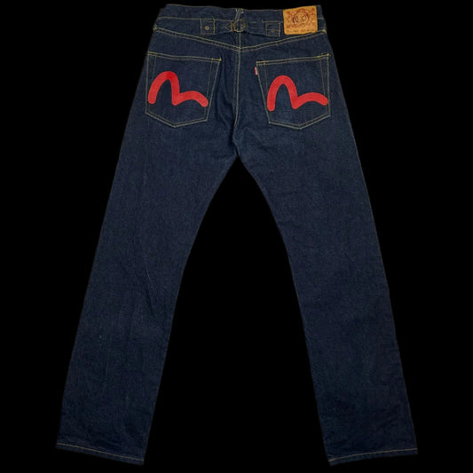 Vintage Evisu Red Daicock Logo Jeans (Fits 32")