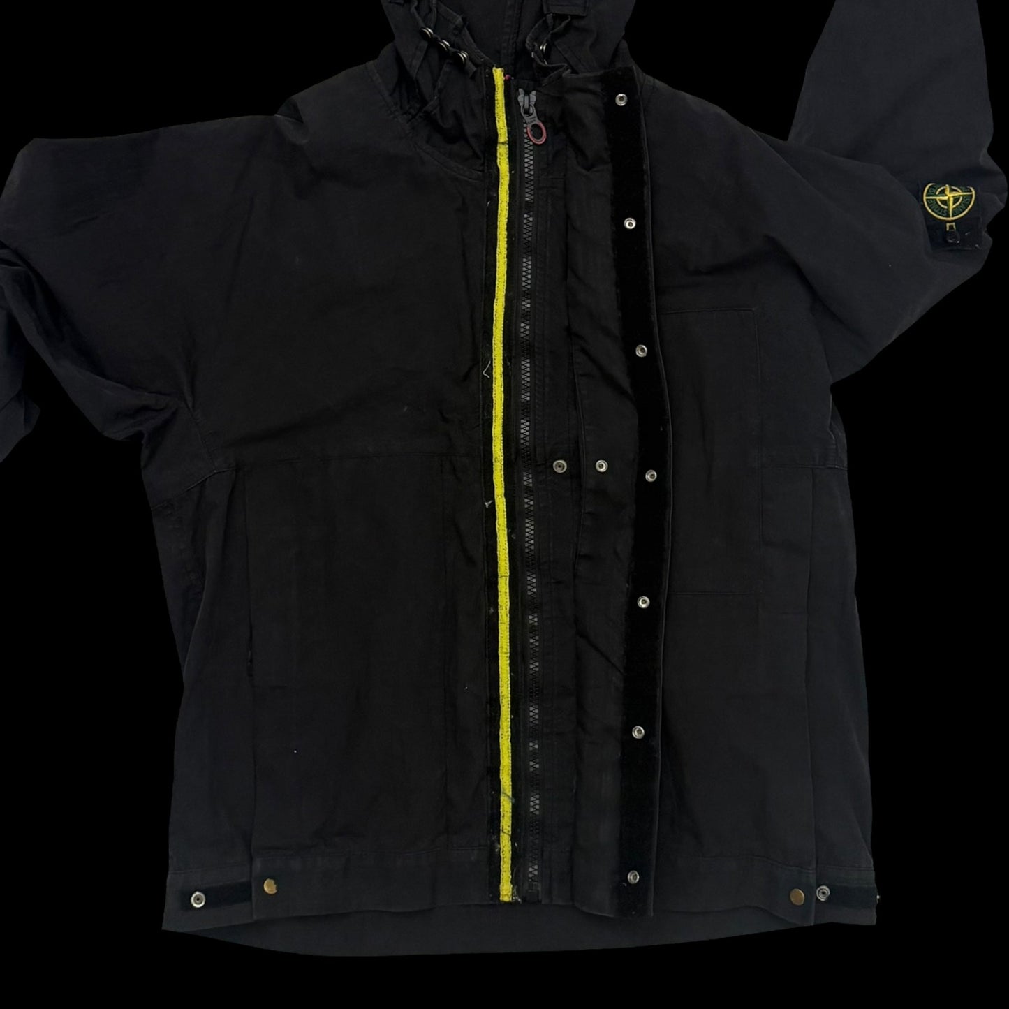 Stone Island SS 2004 Black Raso Gommato Jacket Black (Size L)