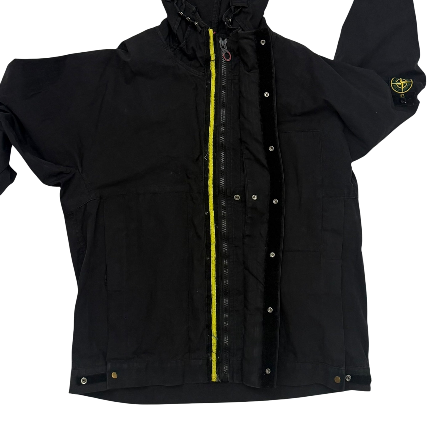 Stone Island SS 2004 Black Raso Gommato Jacket Black (Size L)