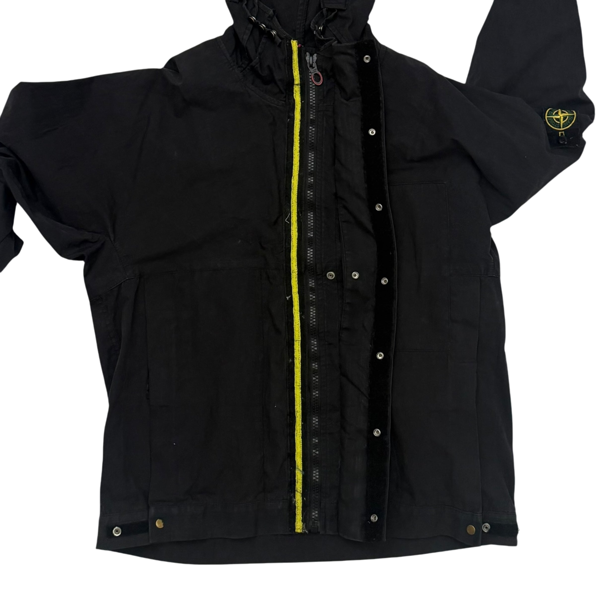Stone Island SS 2004 Black Raso Gommato Jacket Black (Size L)