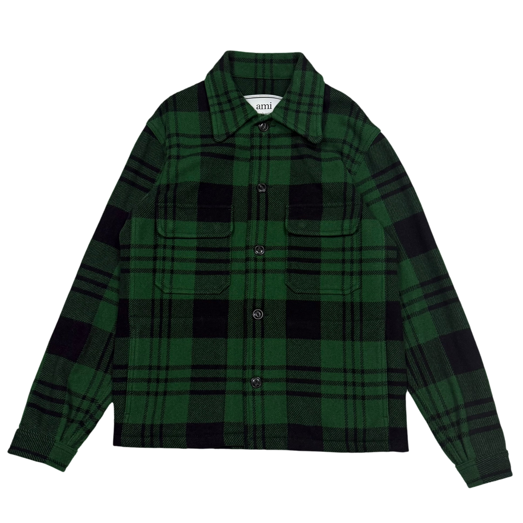 Ami SS19 Checked Wool-Blend Jacket Green (Size S)