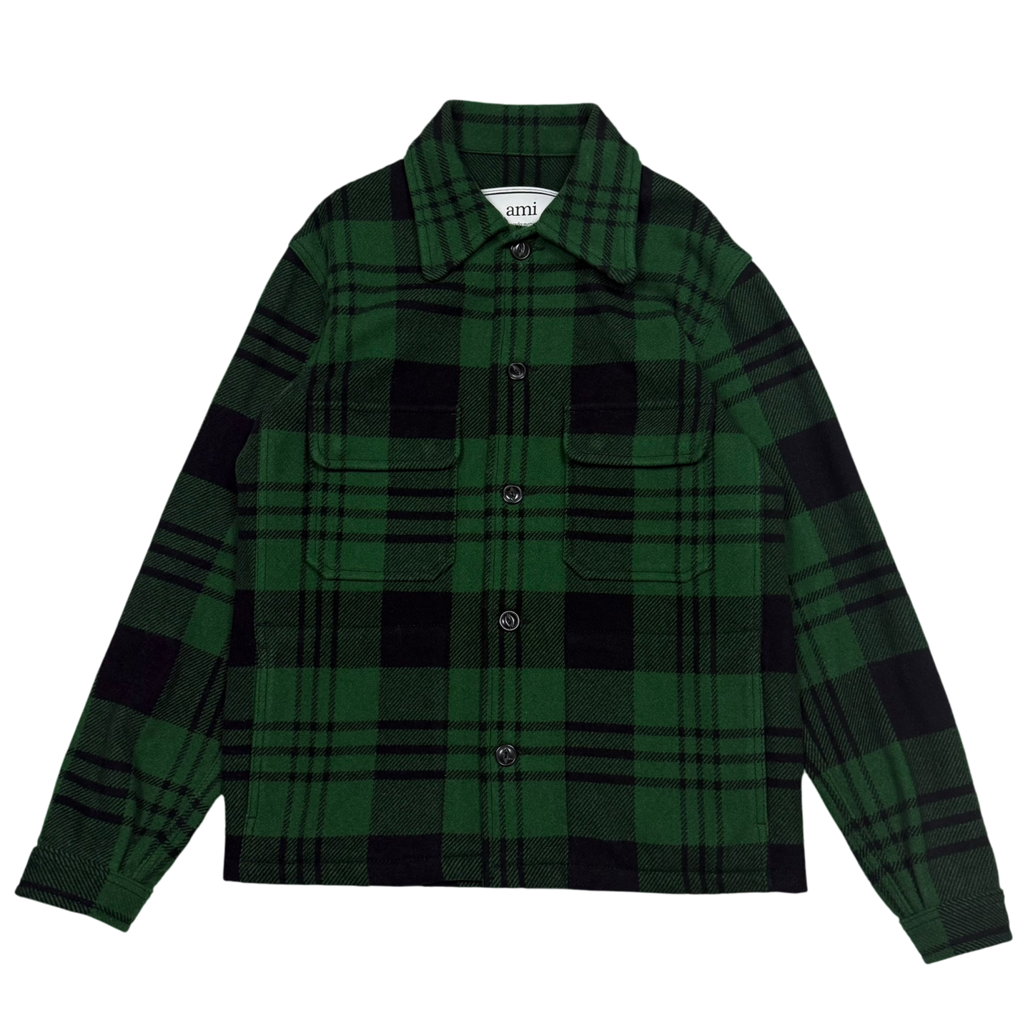 Ami SS19 Checked Wool-Blend Jacket Green (Size S)