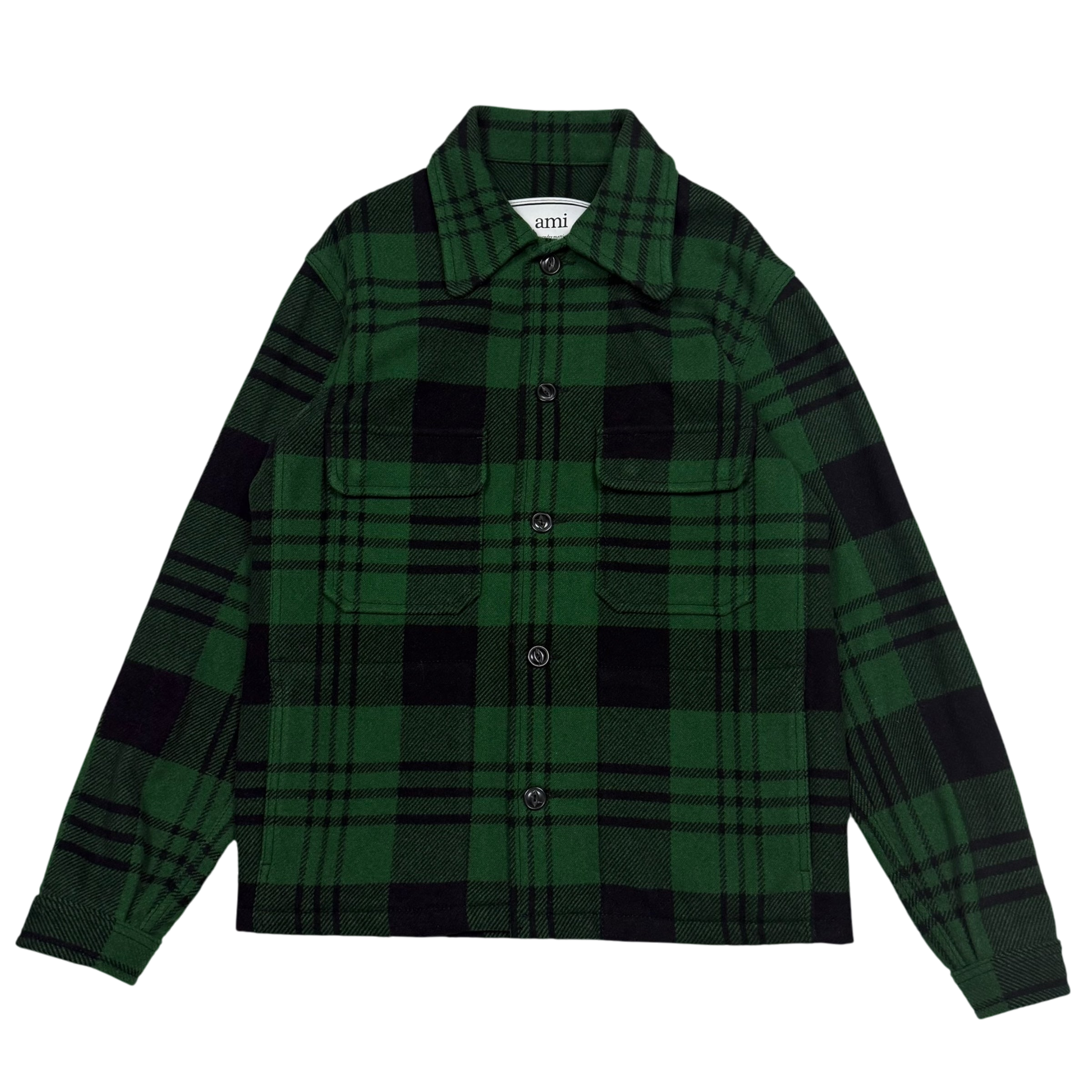 Ami SS19 Checked Wool-Blend Jacket Green (Size S)