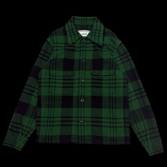 Ami SS19 Checked Wool-Blend Jacket Green (Size S)