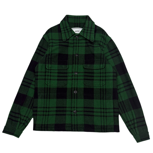 Ami SS19 Checked Wool-Blend Jacket Green (Size S)