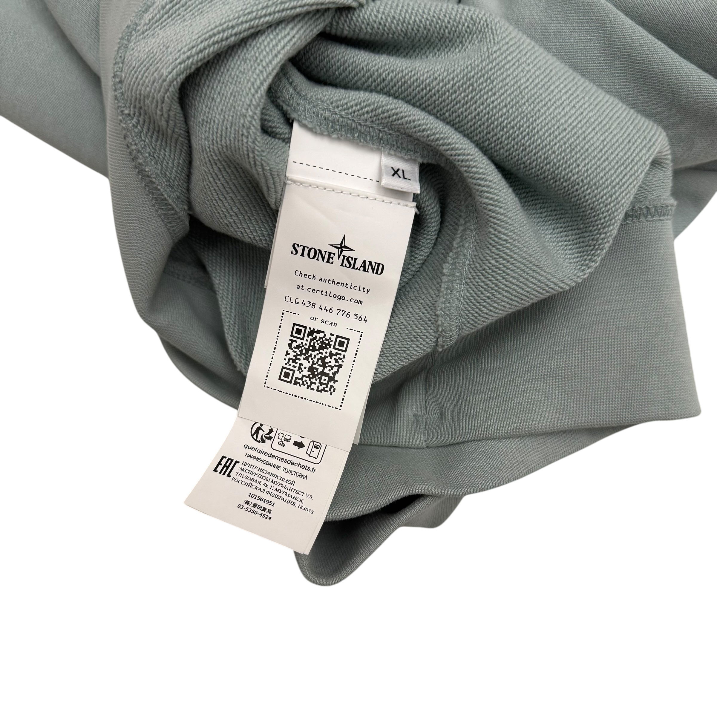 Stone Island Garment-Dyed Quarter-Zip Sweatshirt Light Blue (Fits L-XL)