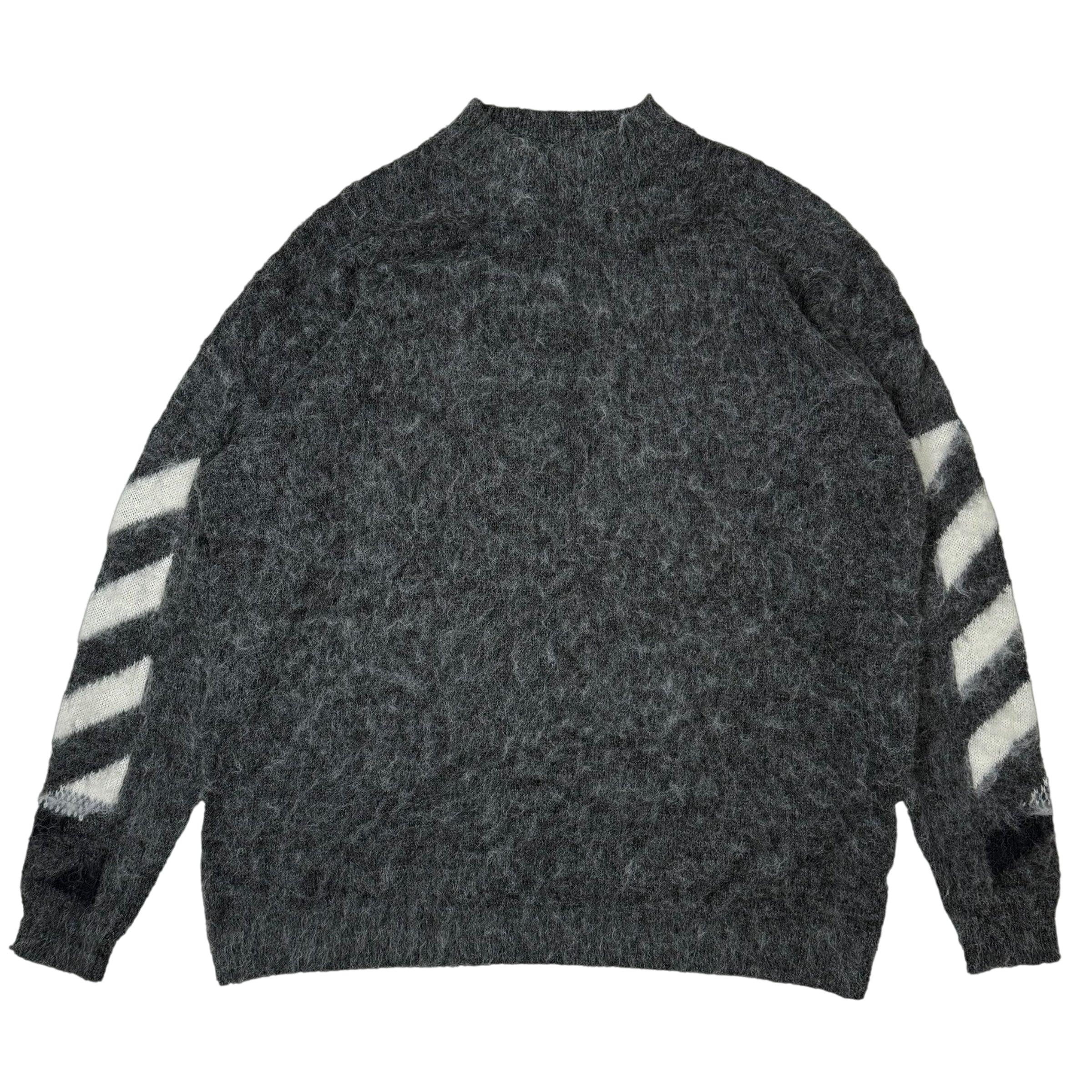 Off-White c/o Virgil Abloh Arrows-Intarsia Gradient Mohair Oversized Sweatshirt Grey (Fits Up To XL)