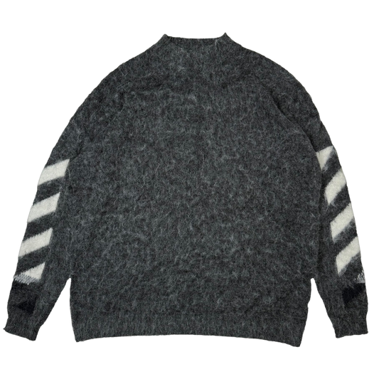 Off-White c/o Virgil Abloh Arrows-Intarsia Gradient Mohair Oversized Sweatshirt Grey (Fits Up To XL)