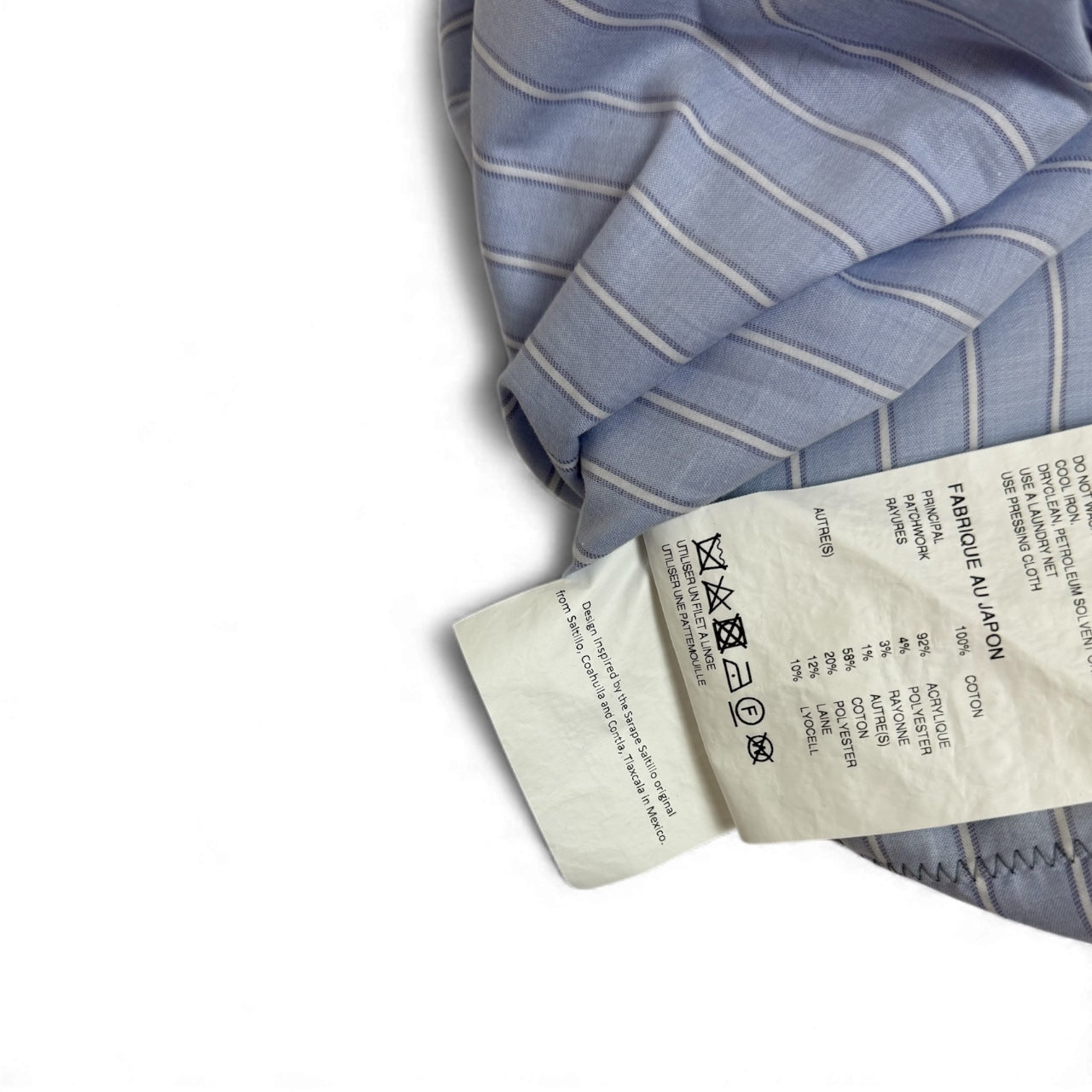 Junya Watanabe MAN AD2022 Patchwork Striped Shirt Blue (Size L)