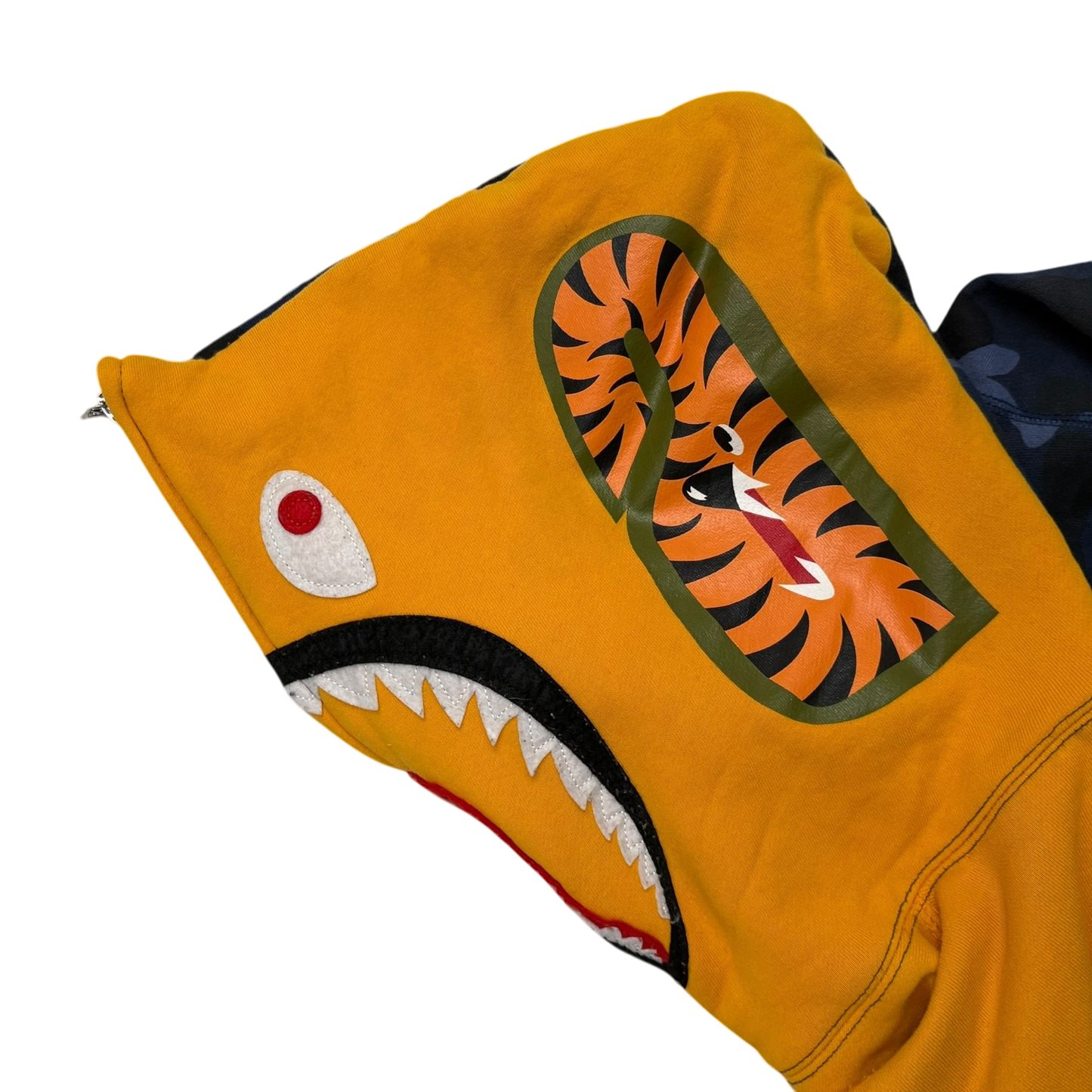 BAPE (A Bathing Ape) Tiger Shark Zip-Up Hoodie Yellow/Blue (Size M)