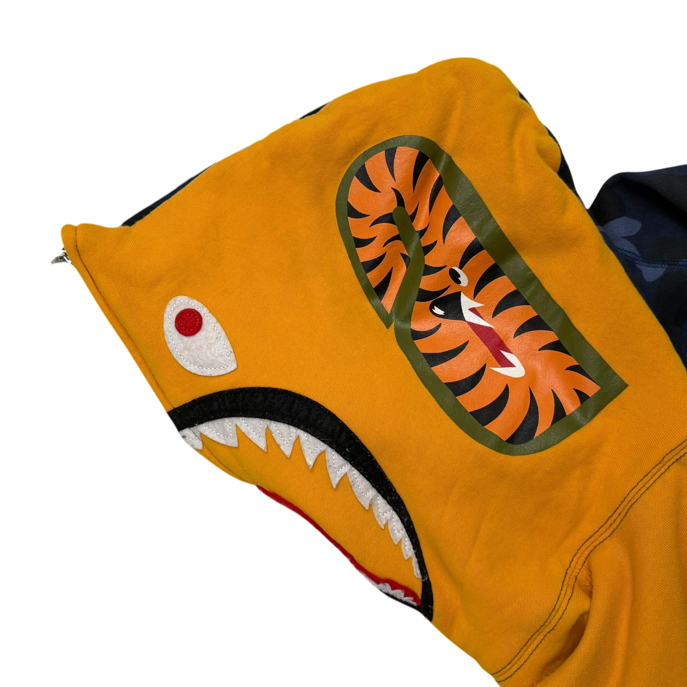 BAPE (A Bathing Ape) Tiger Shark Zip-Up Hoodie Yellow/Blue (Size M)