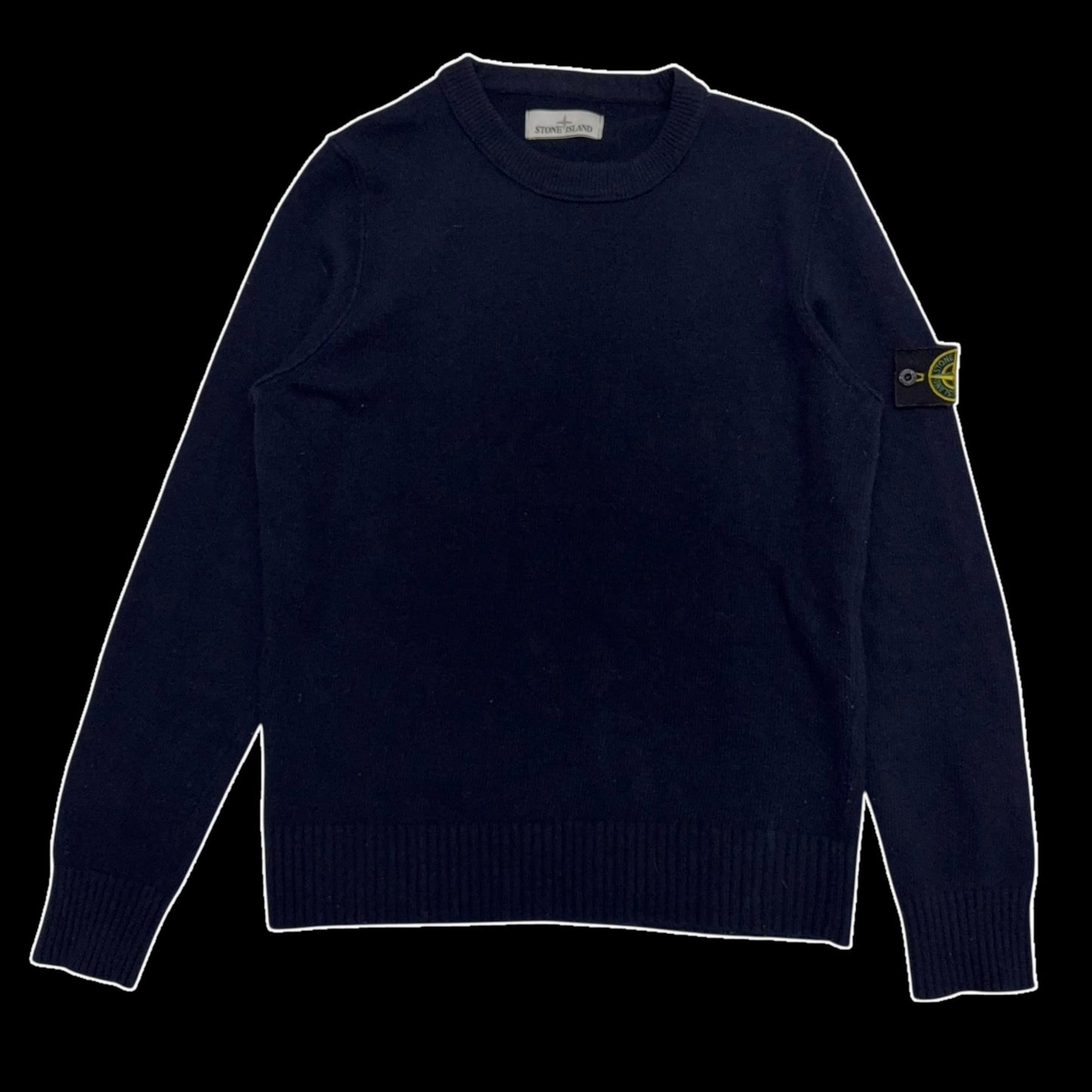 Stone Island Wool Blend Knit Sweatshirt Dark Navy (Size L)
