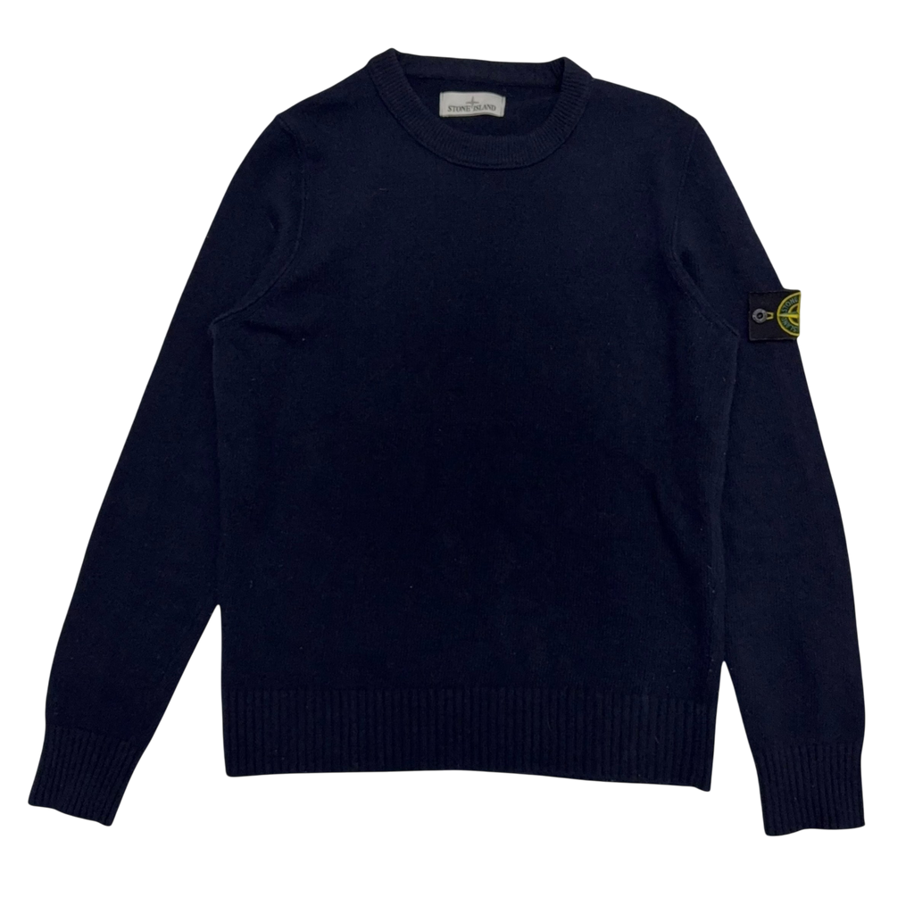 Stone Island Wool Blend Knit Sweatshirt Dark Navy (Size L)