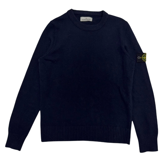 Stone Island Wool Blend Knit Sweatshirt Dark Navy (Size L)