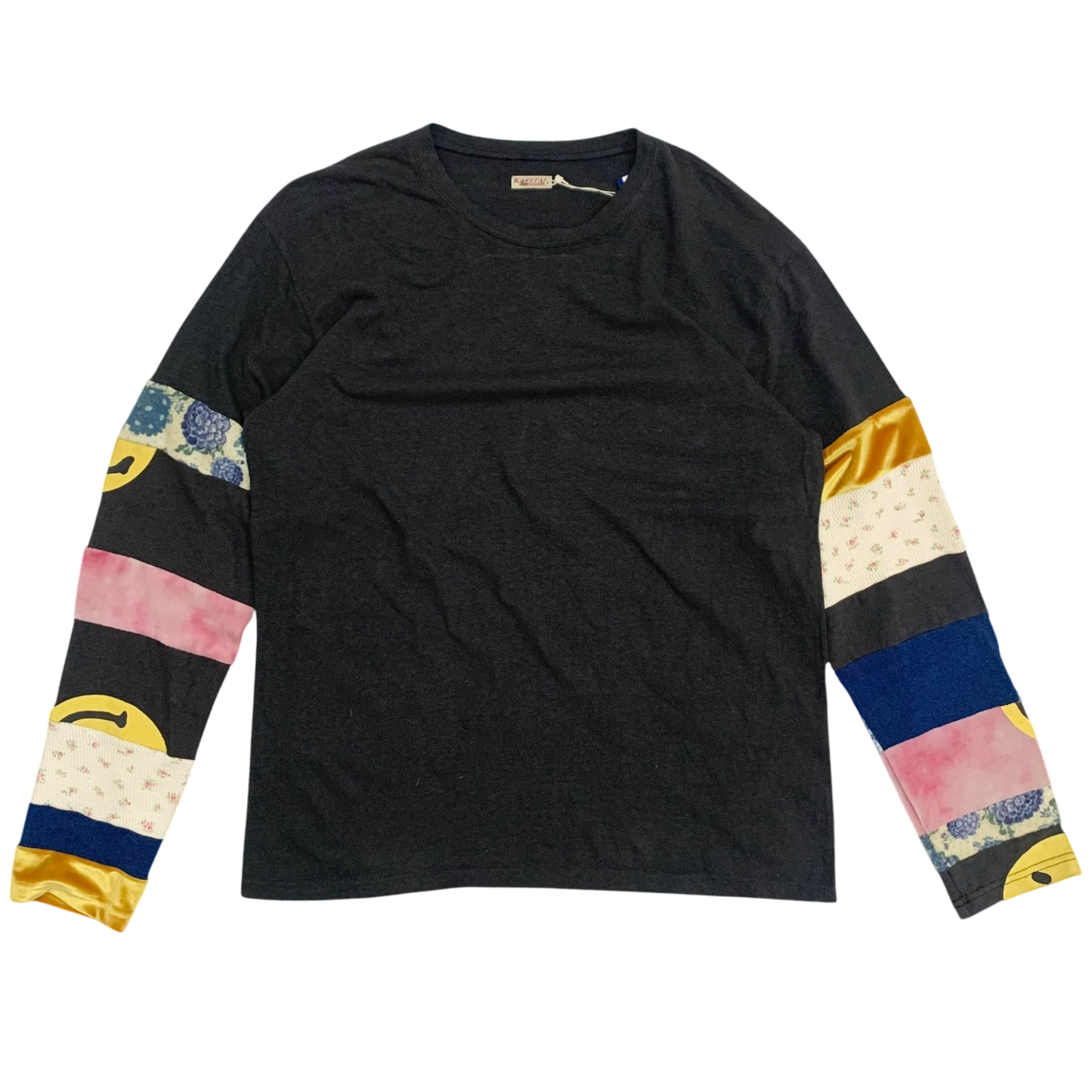 Kapital 18.5 Hippie Smile Nomad Patch Long Sleeve T-Shirt Charcoal