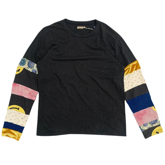 Kapital 18.5 Hippie Smile Nomad Patch Long Sleeve T-Shirt Charcoal